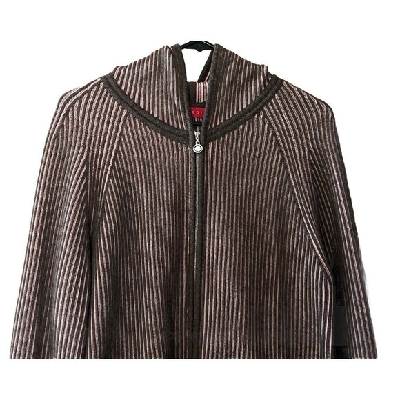 Vintage Escada Golf Size 38 Full Zip Pink Brown Striped Cardigan Hooded Sweater - Picture 3 of 8